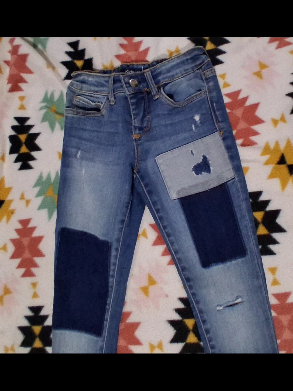 Gap Kids, Girls Size 4, Patchwork Jeans, Super Skinny, Distressed Denim
